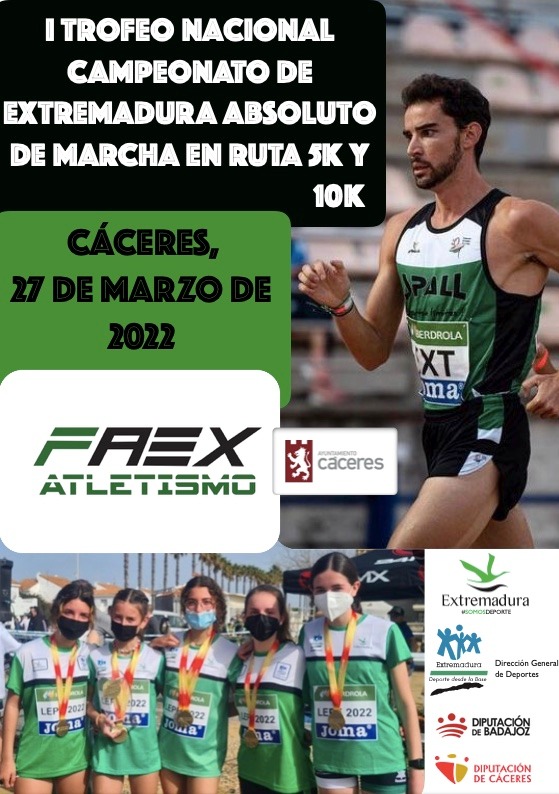 I Trofeo Nacional Campeonato Extremadura Absoluto y Master Marcha 5km y 10km en Ruta